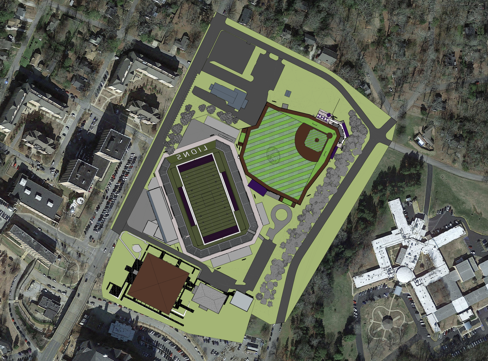 graphic showing placement of new stadium